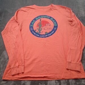 Zac Brown Band The Owl Tour Shirt Mens Large Coral Orange Long Sleeve Graphic